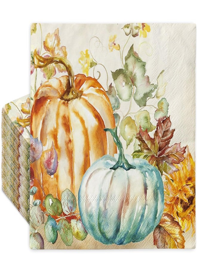 JarThenaAMCS مناديل ورقية من JarThenaAMCS، ١٠٠ قطعة، بتصميمات خريفية: مناديل غداء مزينة باليقطين وعباد الشمس، مناديل عشاء يدوية بألوان مائية، مثالية لحفلات الخريف وعيد الشكر، وديكور طاولة منزلي. - Image 1